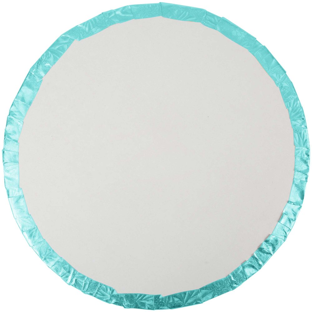 image of the back of a blue 10 inch round cake drum that is 1/2 inch thick