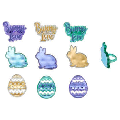 Bunny Love Cupcake Rings - 12 Rings
