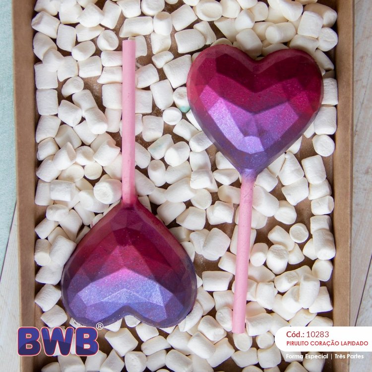 3 Piece, Geometric Heart Lollipop, Plastic Chocolate Mold