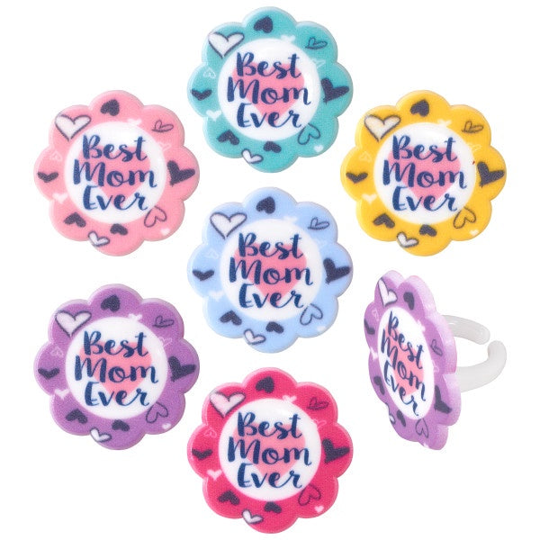 Best Mom Ever Cupcake Rings - 12 Cupcake Rings