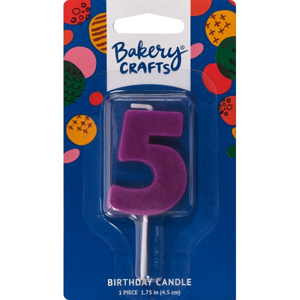 Mini Block Number Candle - 5 - Purple