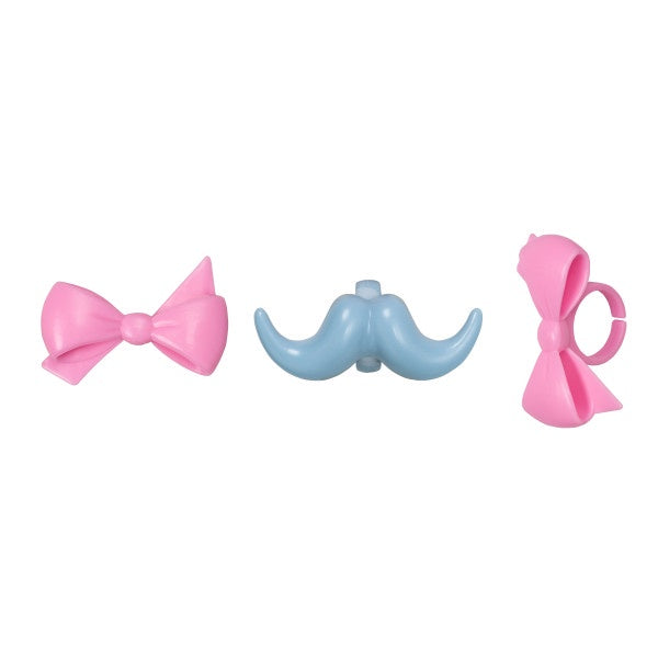 Bow and Mustache- 12 Rings