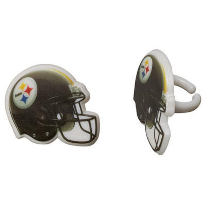 Pittsburgh Steelers Helmets Cupcake Rings - 12 Rings