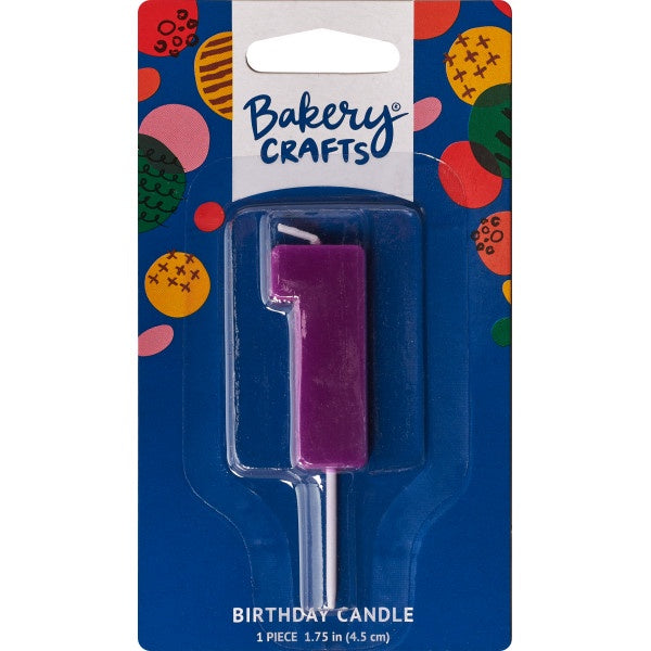 Mini Block Number Candle - 1 - Purple