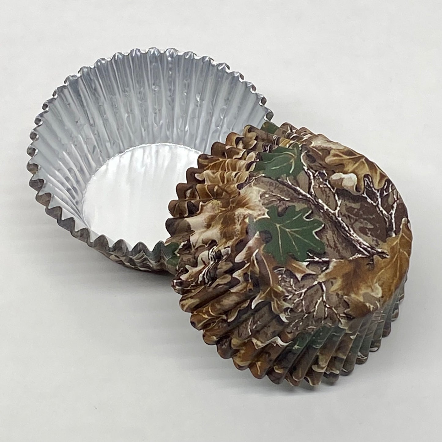 Camouflage Cupcake Liners with Large Leaf Design - 50ish Cupcake Liners