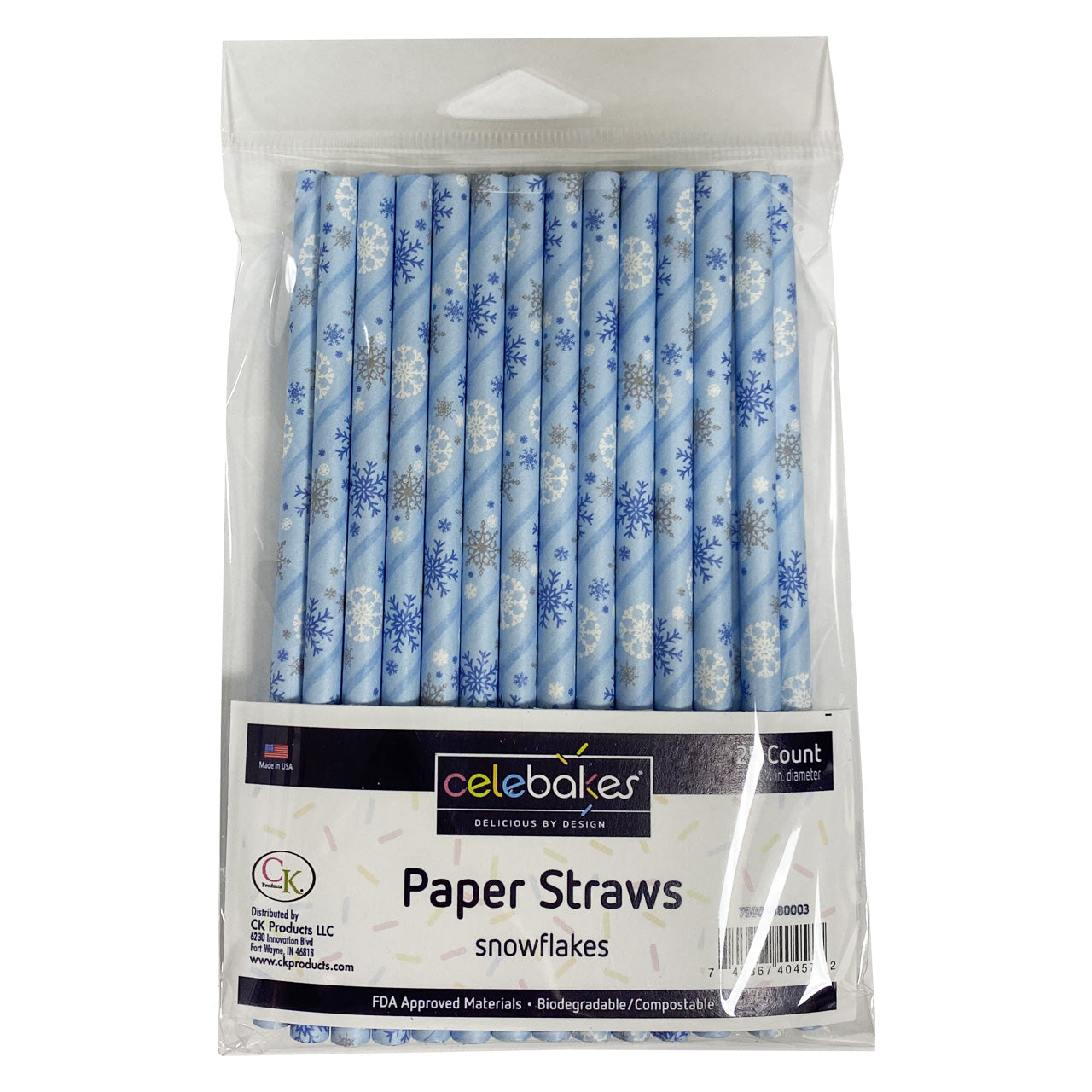 Celebakes Cake Pop Straws - Snowflakes (Blue)