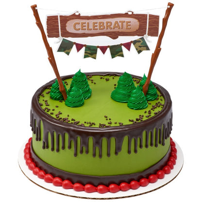 Celebrate Banner Camo Cake Topper
