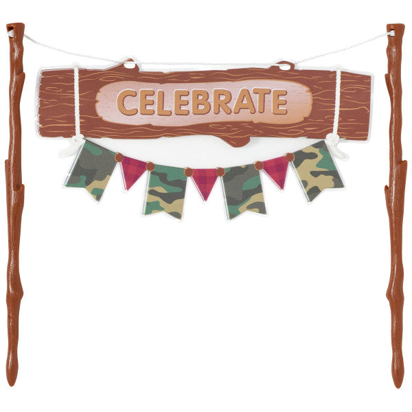 Celebrate Banner Camo Cake Topper