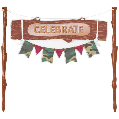 Celebrate Banner Camo Cake Topper