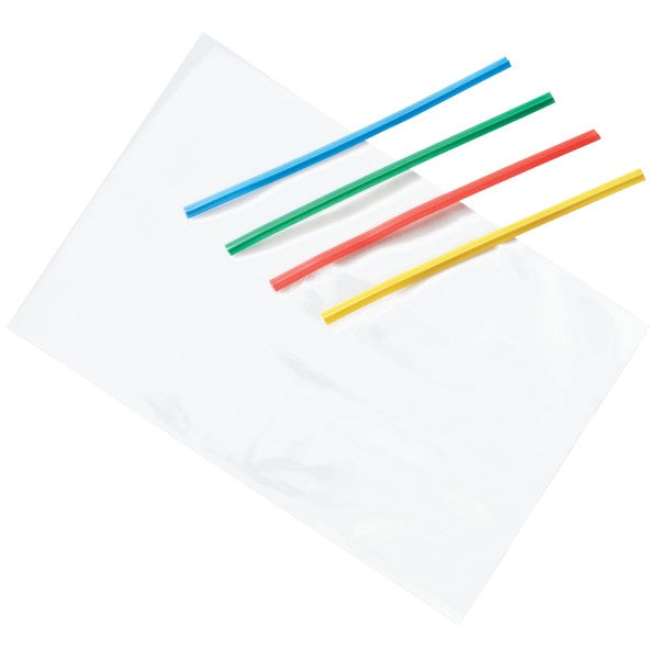 Clear, Cellophane Treat Bags, 4x6 with Primary Colored Twist Ties - 50 Bags