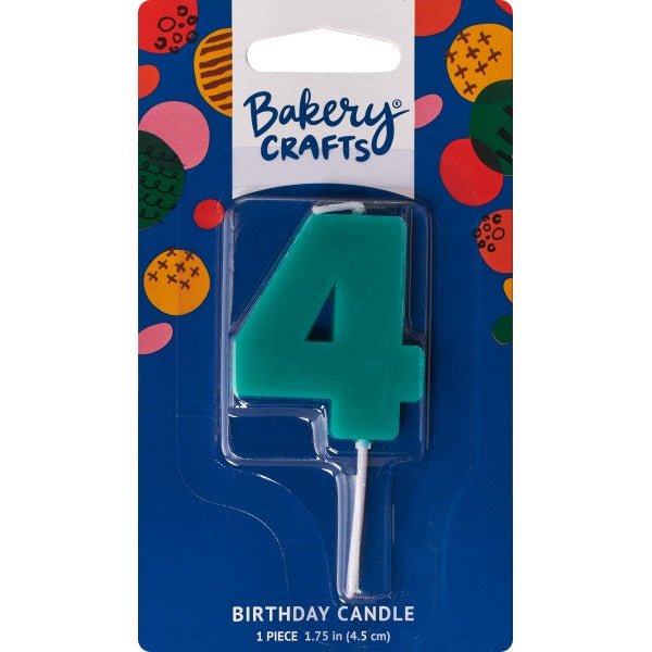 Mini Block Number Candle - 4 - Teal