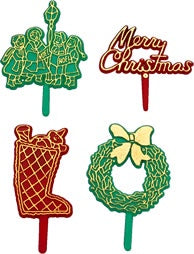 Christmas Themed Cupcake Picks - 12 Per Package