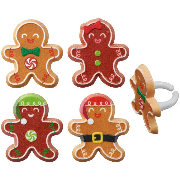 Gingerbread Friends Cupcake Rings - 12 Cupcake/Cake Rings