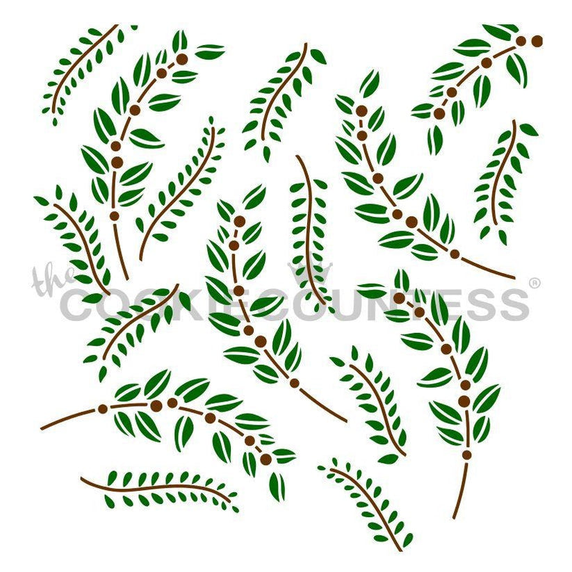 2 Piece Greenery Stencil Set