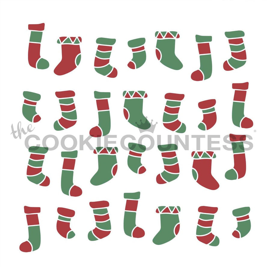 2 Piece Christmas Stockings Stencil Set