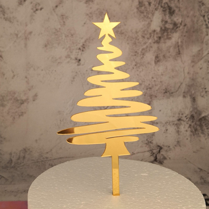 Christmas Tree Gold Acrylic Cake Topper