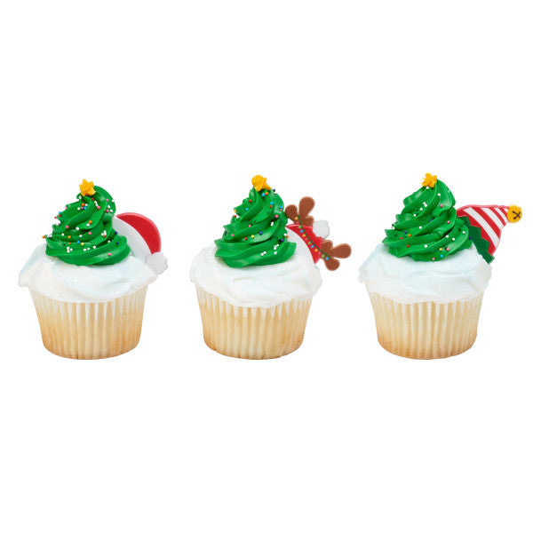 Whimsical Hats and Feet Christmas Cupcake Rings - 12 Rings