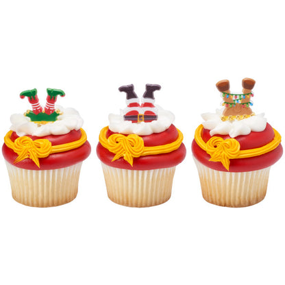 Whimsical Hats and Feet Christmas Cupcake Rings - 12 Rings