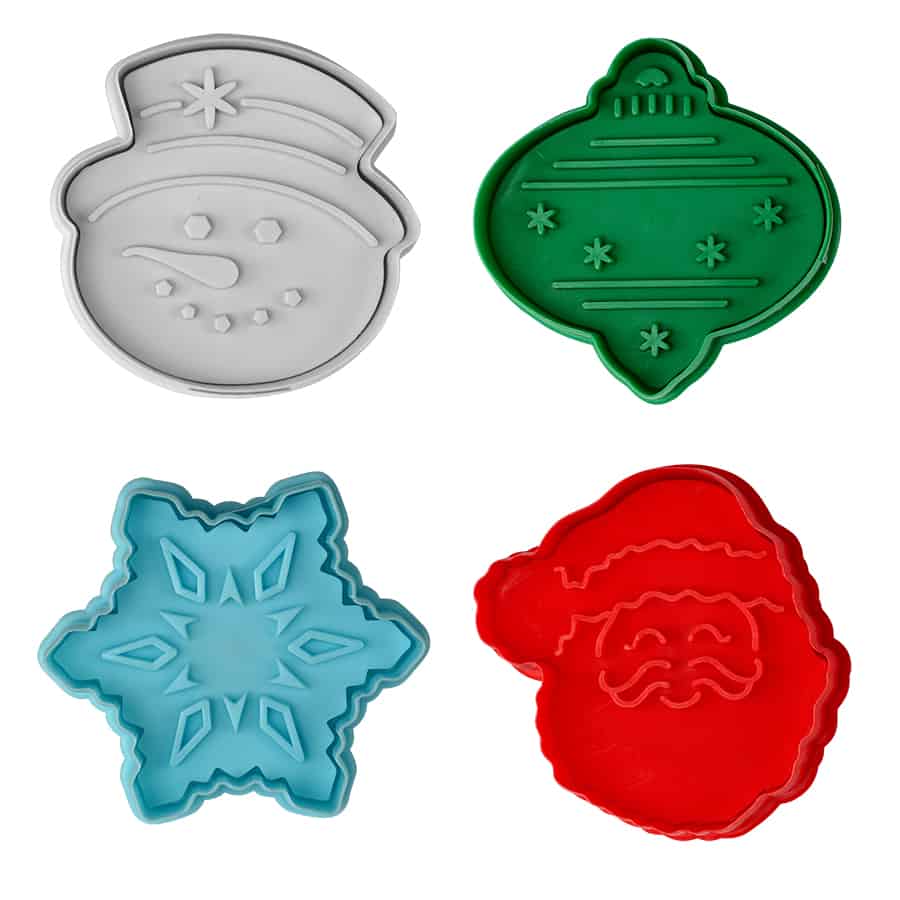 4 Piece Christmas Stamper Cookie Cutter Set