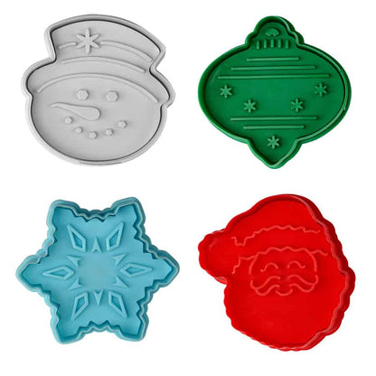 4 Piece Christmas Stamper Cookie Cutter Set