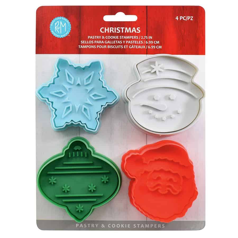 4 Piece Christmas Stamper Cookie Cutter Set
