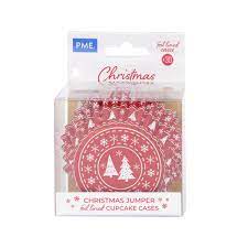 Christmas Jumper, Foil-Lined Cupcake Liners - 30 Cupcake Liners