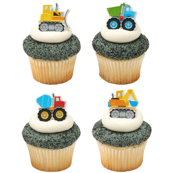 Construction Themed Cupcake Rings - 12 Cupcake Rings