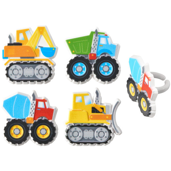 Construction Themed Cupcake Rings - 12 Cupcake Rings