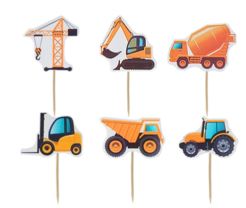 Construction Themed Cupcake Picks - 12 Per Package