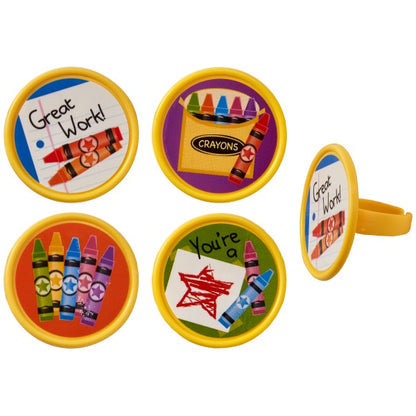 Crayon Themed Cupcake Rings - 12 Rings