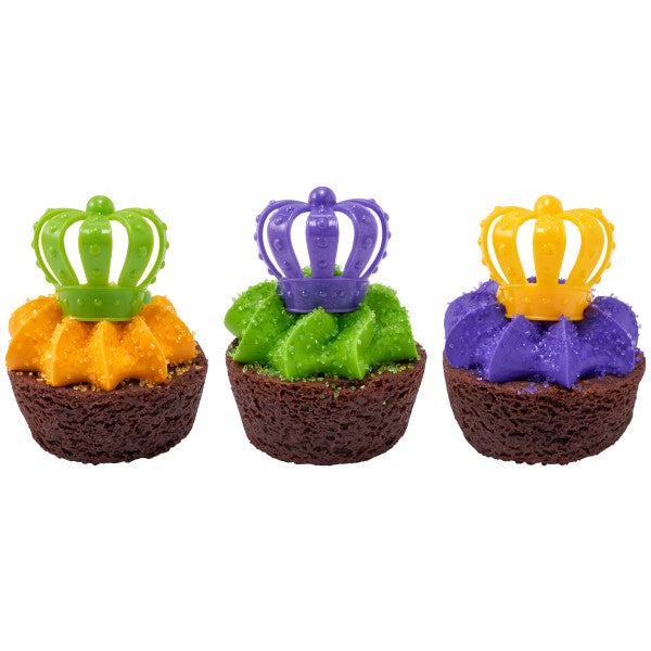 Mardi Gras 3D Crowns Cupcake Rings, 12 Cupcake Rings