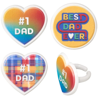 Number 1 Dad Cupcake Rings - 12 Rings