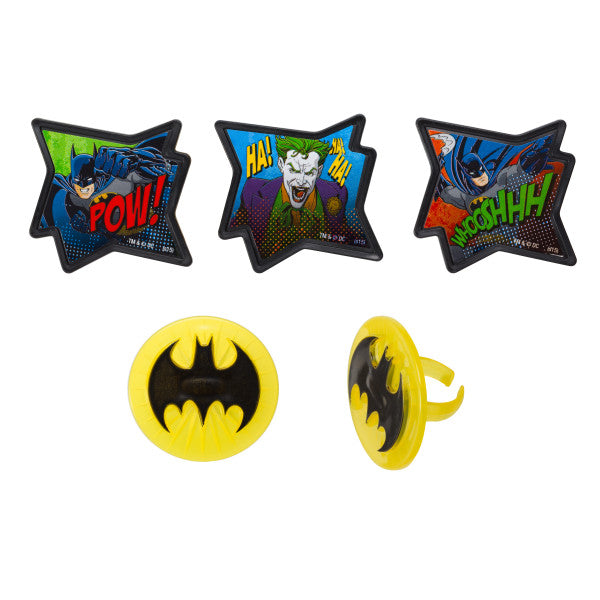 Batman Cupcake Rings - 12 Rings