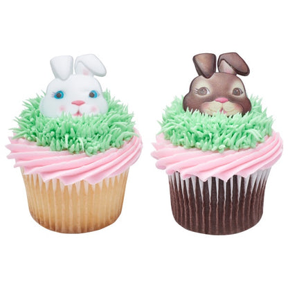 Cute Bunny Face Cupcake Rings - 12 Rings