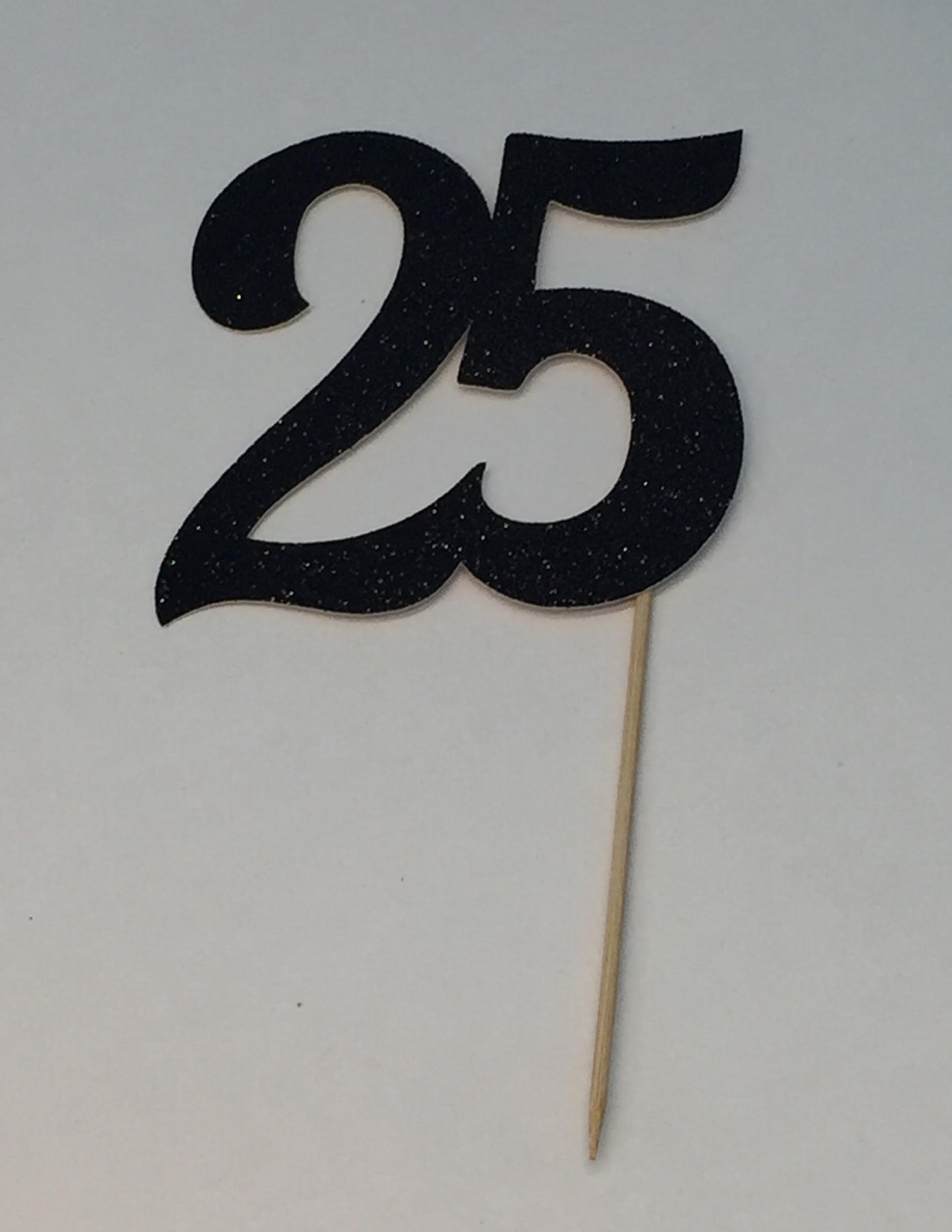 25 Cake Topper - Black Glitter