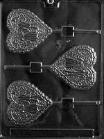 Lacy Bride And Groom Heart Lollipop Chocolate Mold