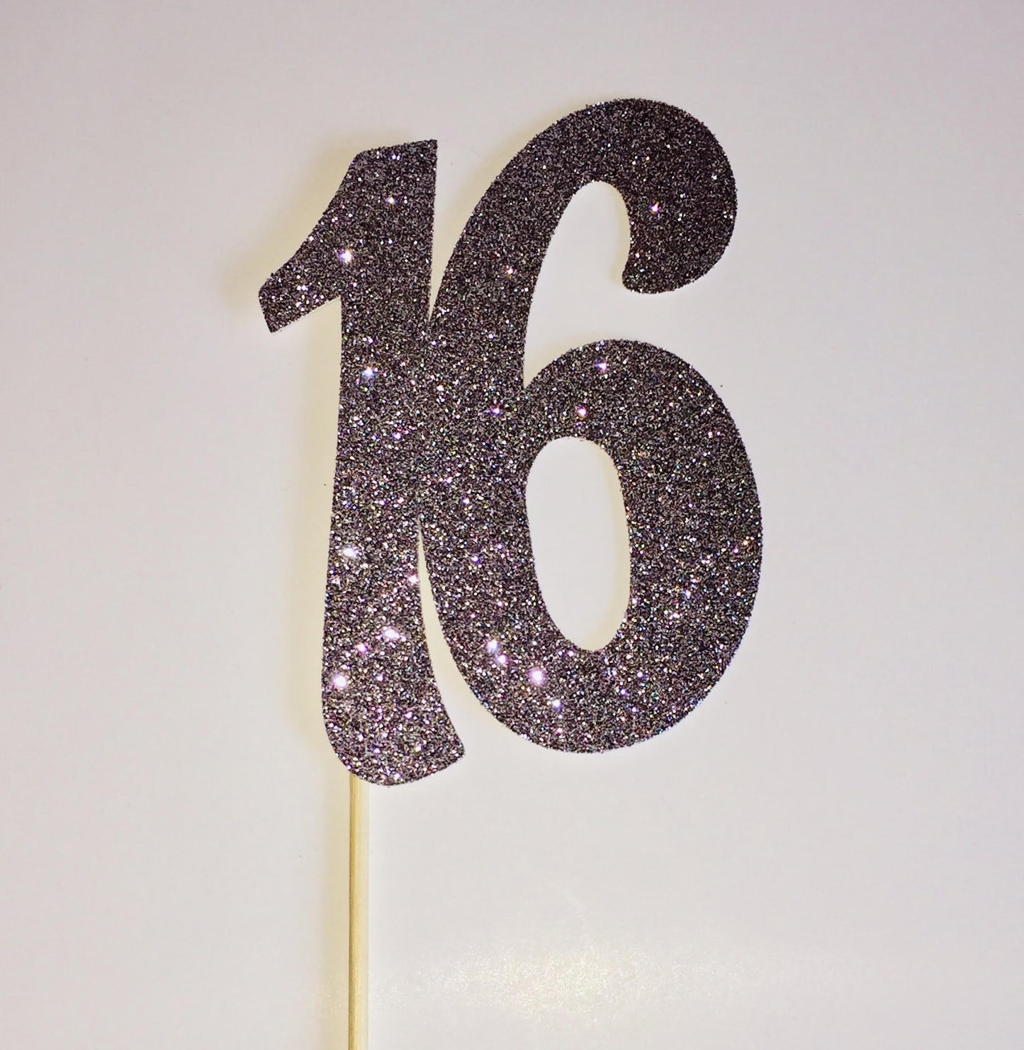 16 Cake Topper - Silver Glitter