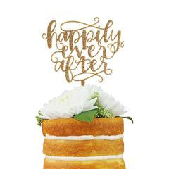 Happily Ever After Calligraphy Cake Topper in Gold