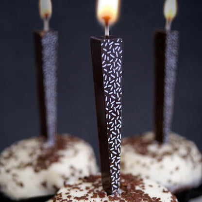 Edible, Dark Chocolate Candle with Sprinkles Pattern