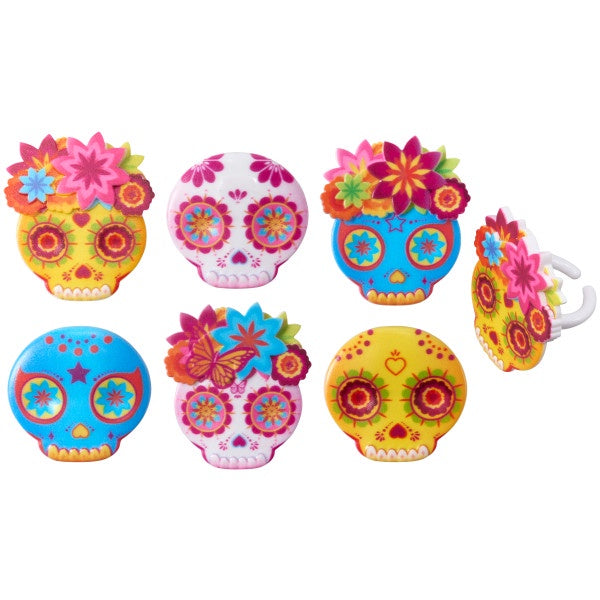 Calaveras Masks Cupcake Rings - 12 Rings