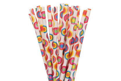 Cake Pop Straws Large Rainbow Polka Dot- 25 ct