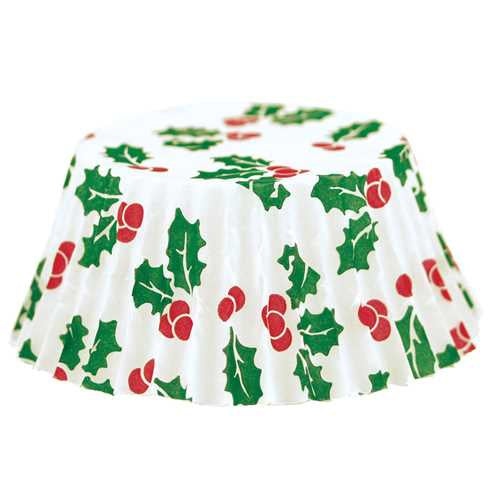 Holly Leaf Christmas Baking Cups -50 Cupcake Liners