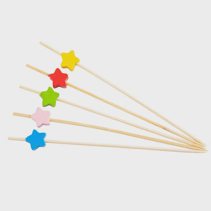 Decorative Bamboo Picks with Stars - Pack of 100