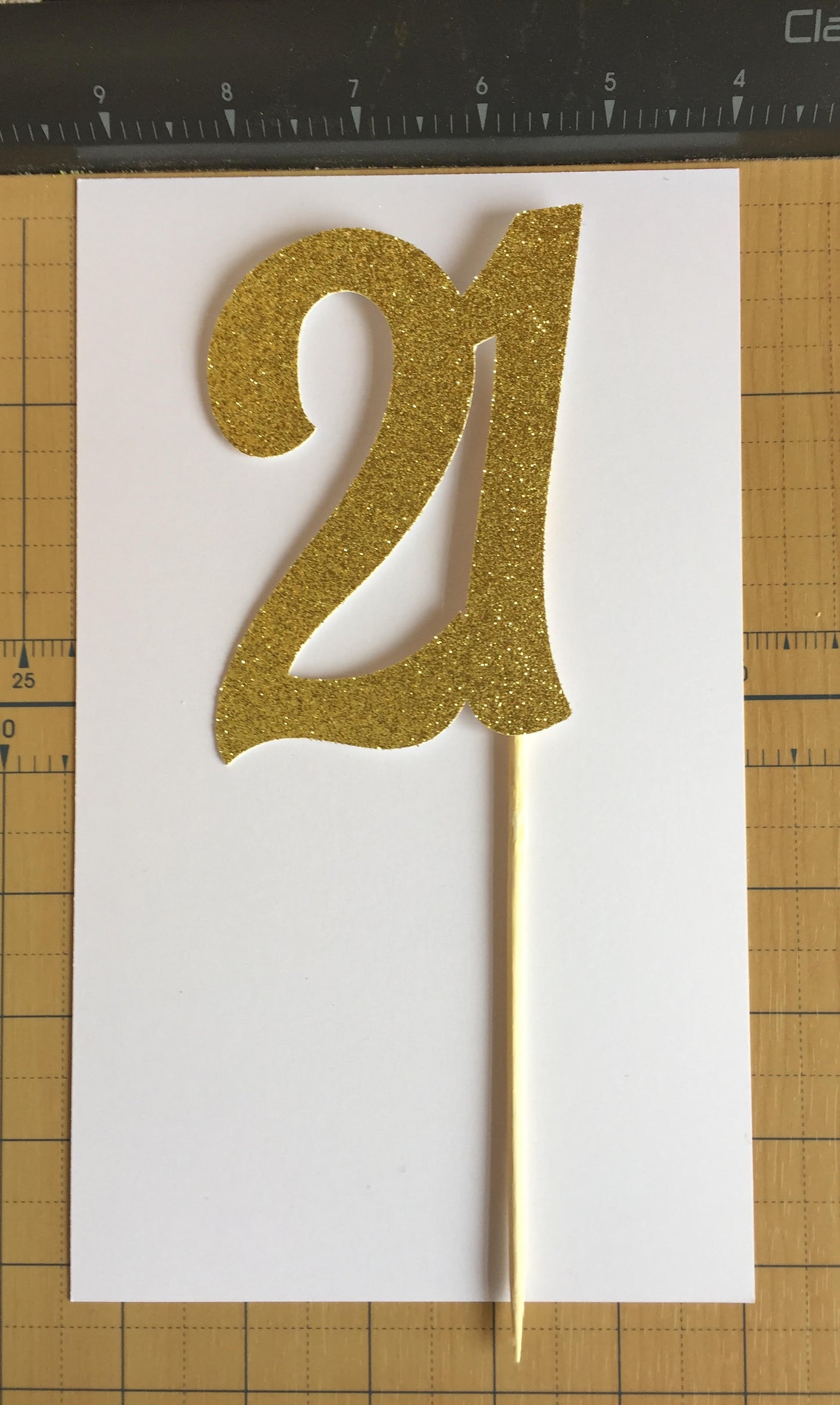 21 Cake Topper - Gold Glitter