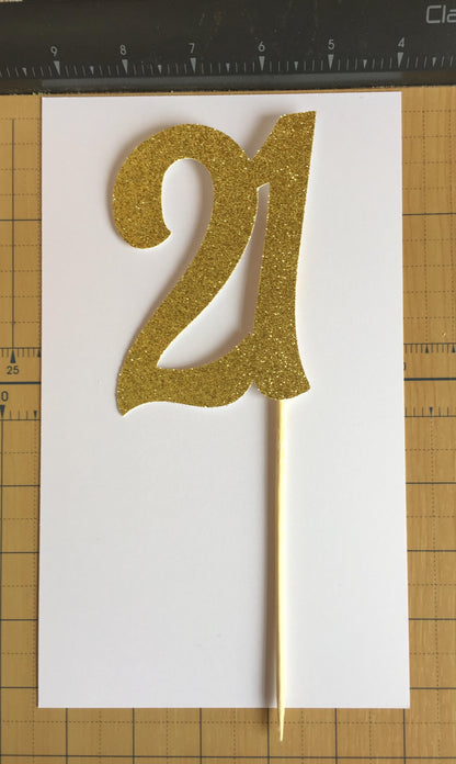 21 Cake Topper - Gold Glitter