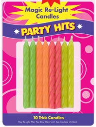 Neon Relight Birthday Candles - 10pc