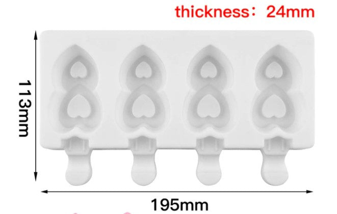 Double Heart Cakesicle Mold - 4 Cavities
