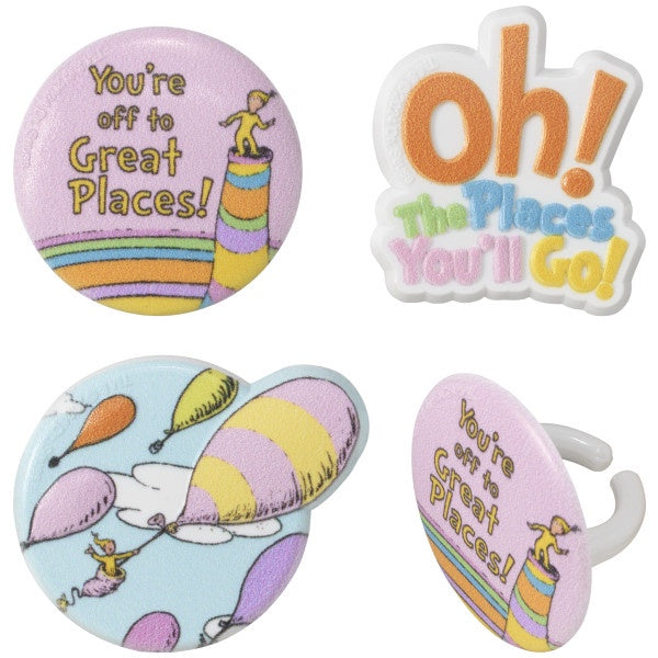 Oh, the Places You'll Go! Onward we go Cupcake Rings -12 Rings