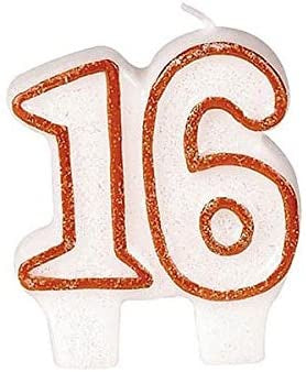 Number Candle - 16 - Red and White