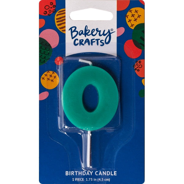 Mini Block Number Candle - 0 - Teal